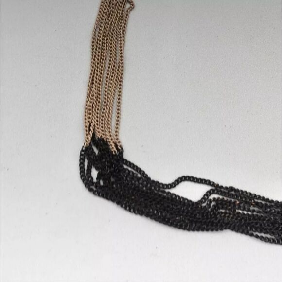 Charming Charlie Necklace Modern Color Cream, Black, Tan Layered Chains 24" NWOT - Picture 3 of 7